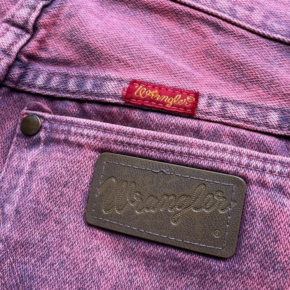 VINTAGE Wrangler Pink Jeans 3x36 Tall Straight Leg Western Cowboy USA Made 90s - Picture 6 of 6